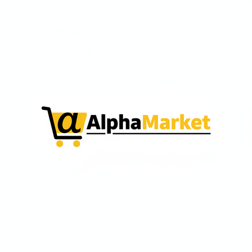 Logo AlphaMarket Negro y Amarillo